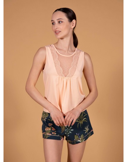 Женская кружевная пижама с цветочным принтом